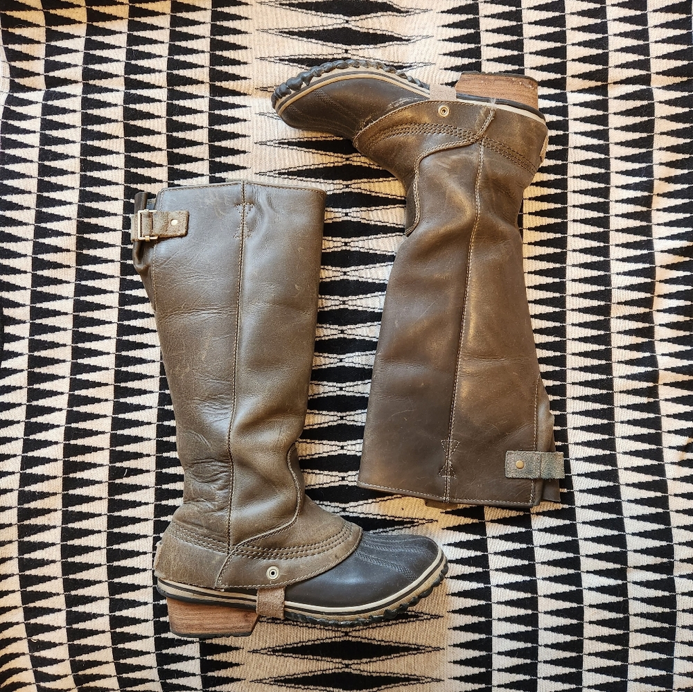 R A R E  Olive Sorel Slimpack Riding Boots Olive green